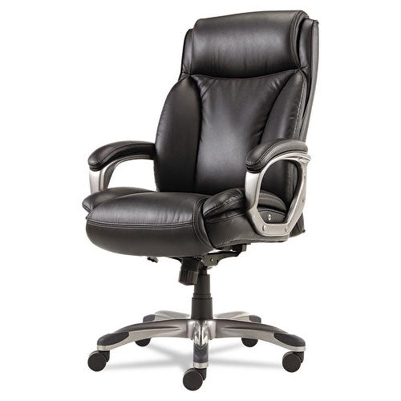 Alera Veon Series Executive High-back Leather Chair, Supports Up To 275 Lbs, Black Seat-black Back, Graphite Base