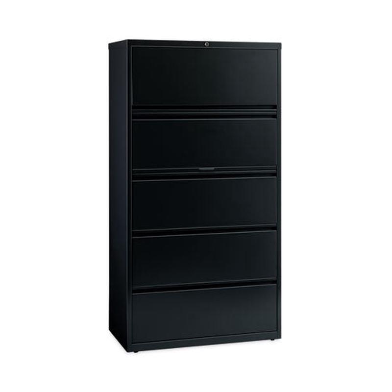 Lateral File Cabinet, 5 Letter-legal-a4-size File Drawers, Black, 30 X 18.62 X 67.62