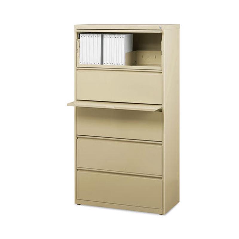 Lateral File Cabinet, 5 Letter-legal-a4-size File Drawers, Putty, 30 X 18.62 X 67.62