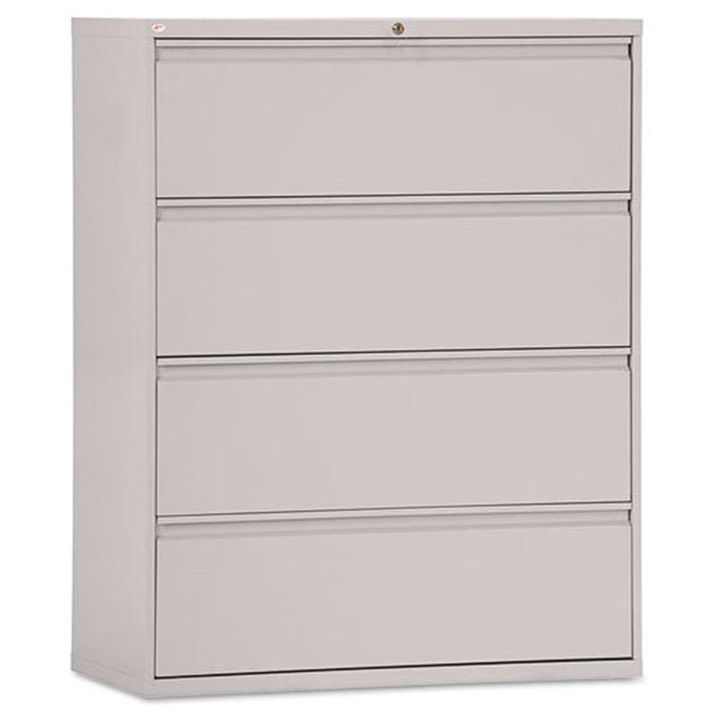 Lateral File, 4 Legal-letter-size File Drawers, Light Gray, 42" X 18" X 52.5"