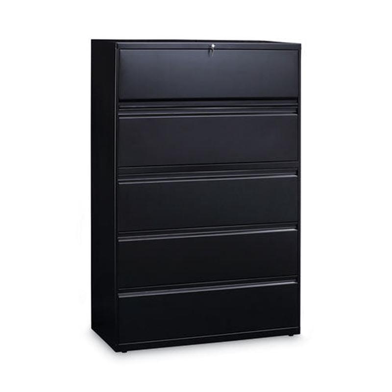 Lateral File, 5 Legal-letter-a4-a5-size File Drawers, Black, 42" X 18" X 64.25"