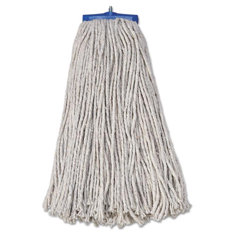 Mop Head, Economical Lie-flat Head, Cotton Fiber, 20oz, White, 12-carton
