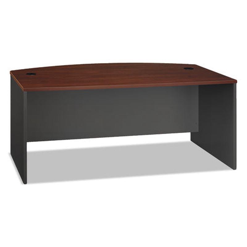 Series C Collection 72w Bow Front Desk Shell, 71.13w X 36.13d X 29.88h, Hansen Cherry-graphite Gray