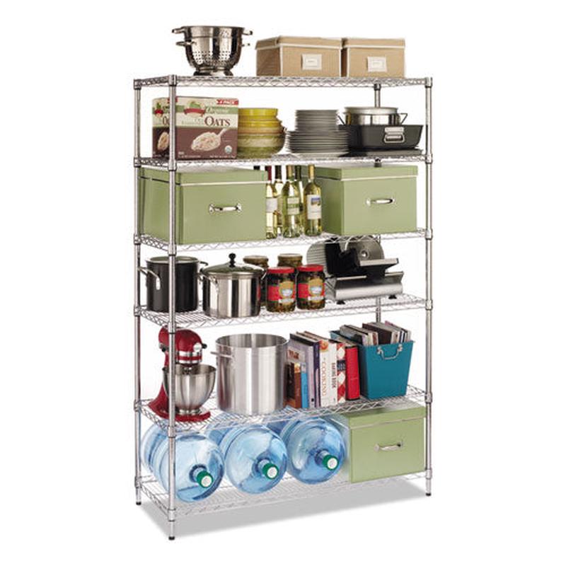 Nsf Certified 6-shelf Wire Shelving Kit, 48w X 18d X 72h, Silver