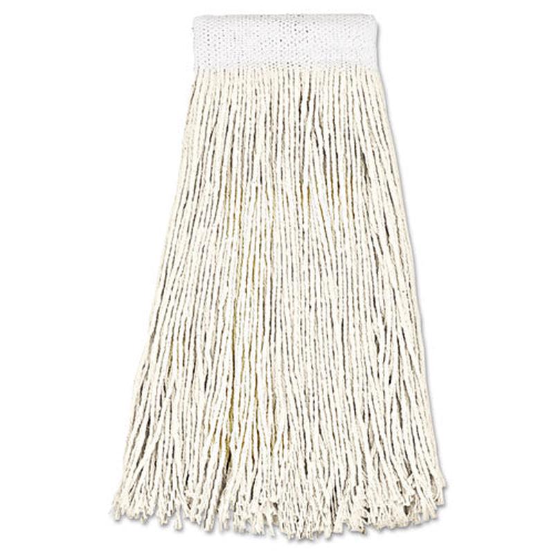 Mop Head, Premium Saddleback Head, Cotton Fiber, 24oz, White, 12-carton