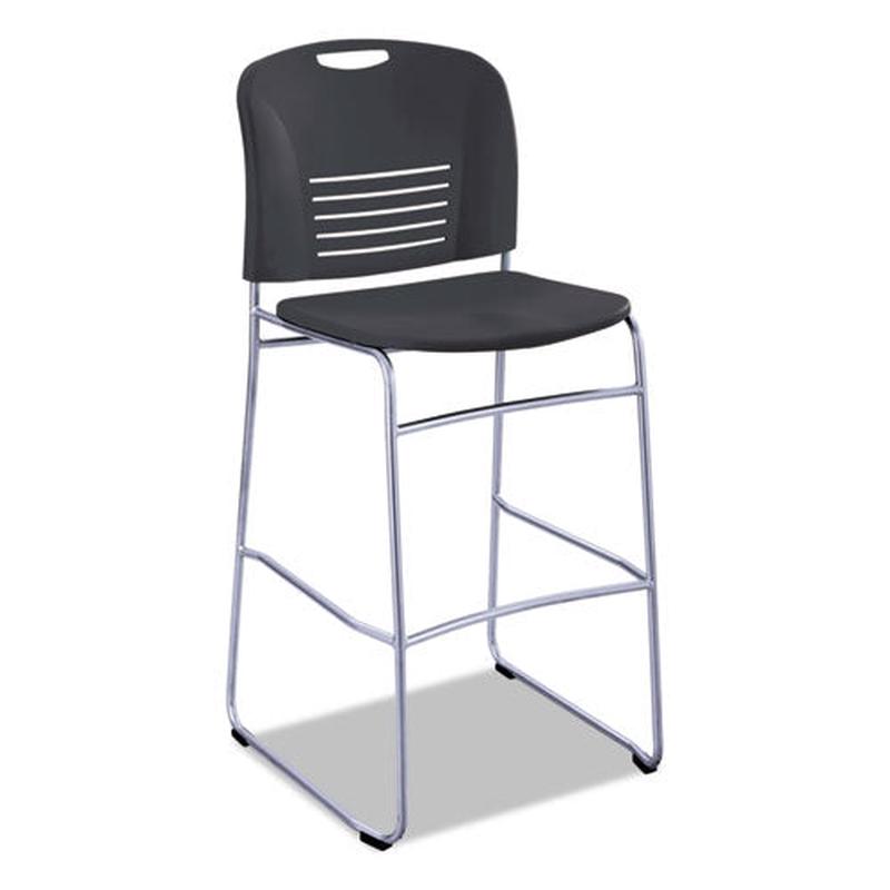 Vy Sled Base Bistro Chair, Black Seat-black Back, Silver Base