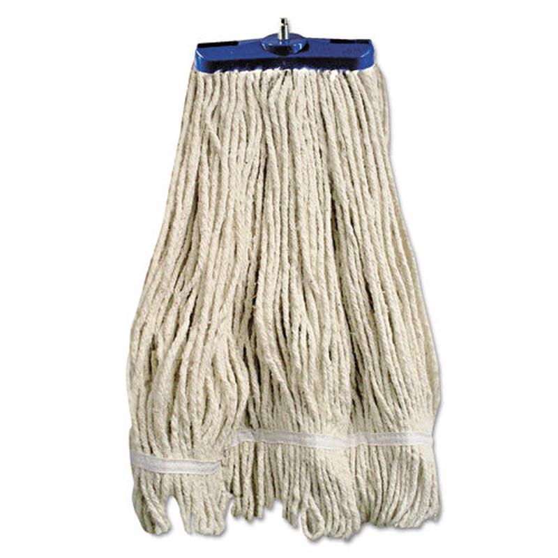 Mop Head, Lie-flat Head, Cotton Fiber, 24oz, White, 12-carton