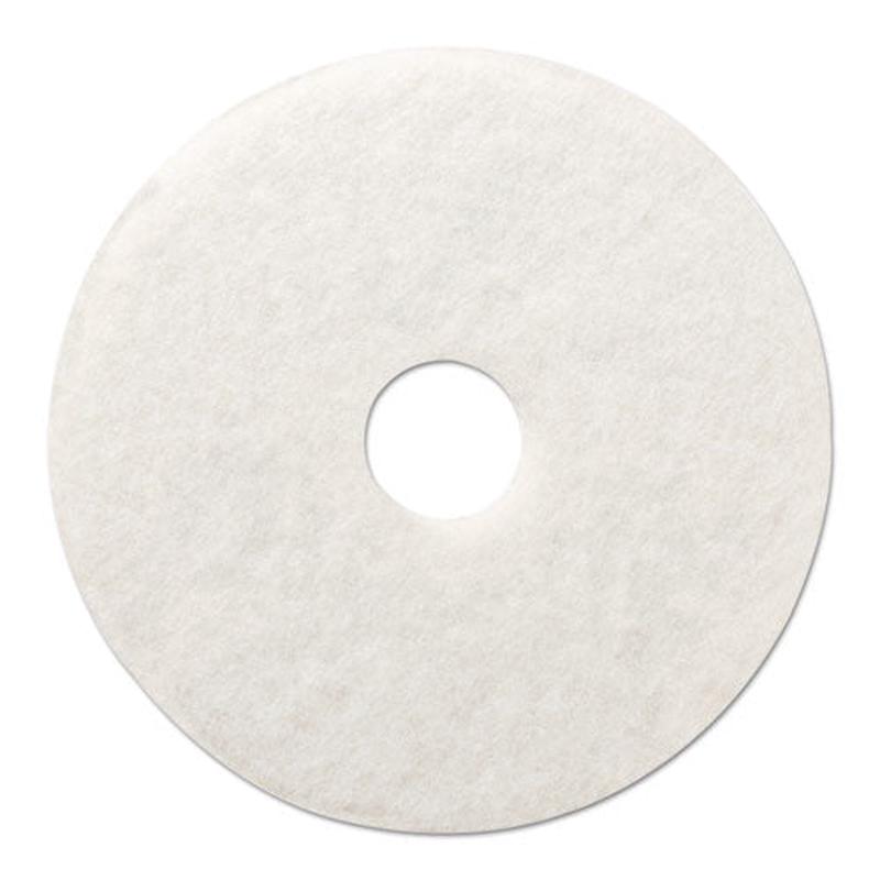 Polishing Floor Pads, 20" Diameter, White, 5-carton