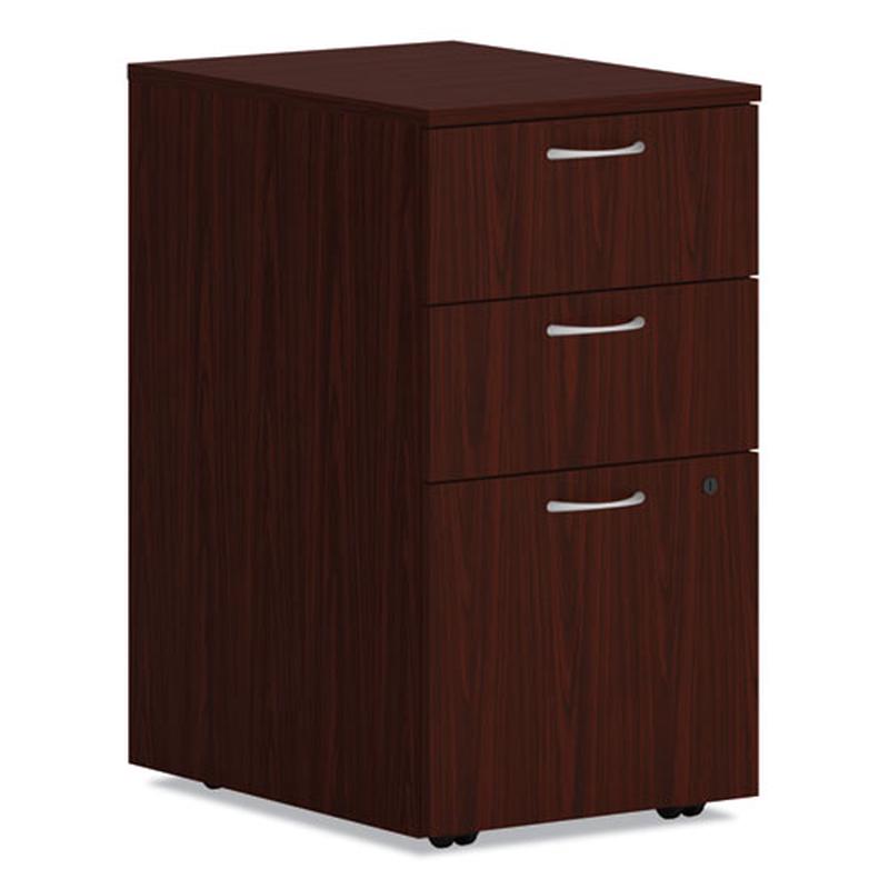 Mod Mobile Pedestal, Left Or Right, 3-drawers: Box-box-file, Legal-letter, Traditional Mahogany, 15" X 20" X 28"
