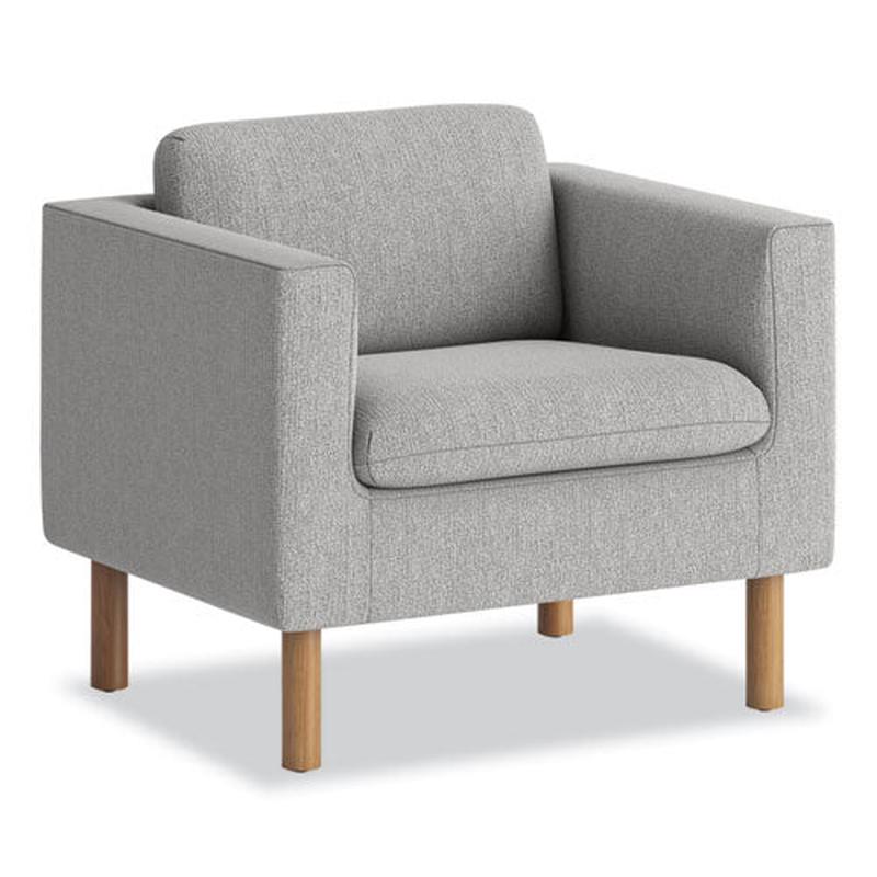 Parkwyn Series Club Chair, 33" X 26.75" X 29", Gray Seat-back, Oak Base