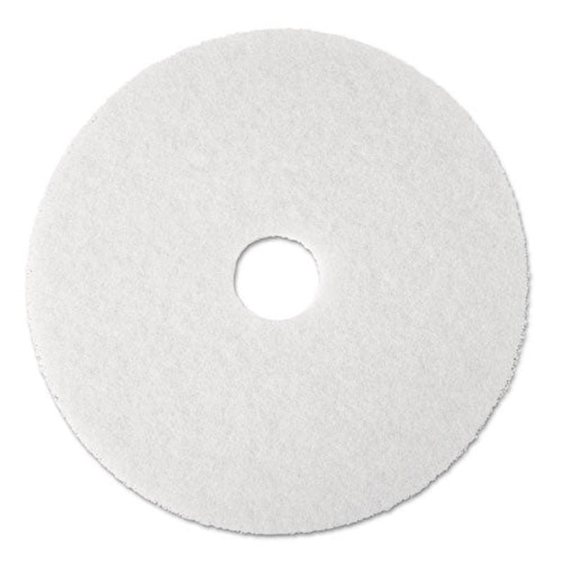 Polishing Floor Pads, 19" Diameter, White, 5-carton