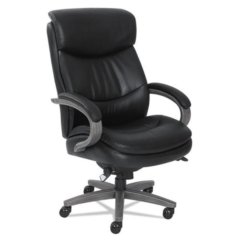 Woodbury Big And Tall Executive Chair, Supports Up To 400 Lbs., Black Seat-black Back, Weathered Gray Base