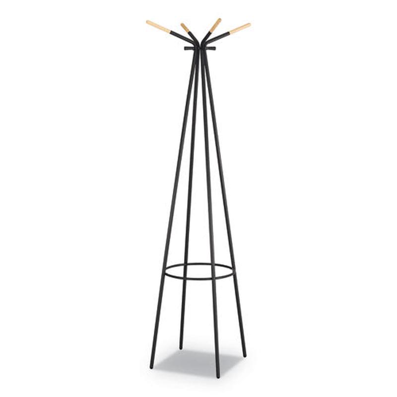 Family Coat Rack, 4 Garments, 16.5w X 16.5d X 72.75h, Black