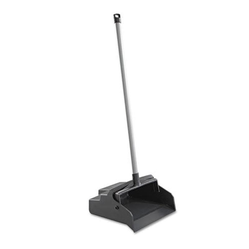 Lobbymaster Plastic Dust Pan, 12w X 37h, Black Pan-white Handle