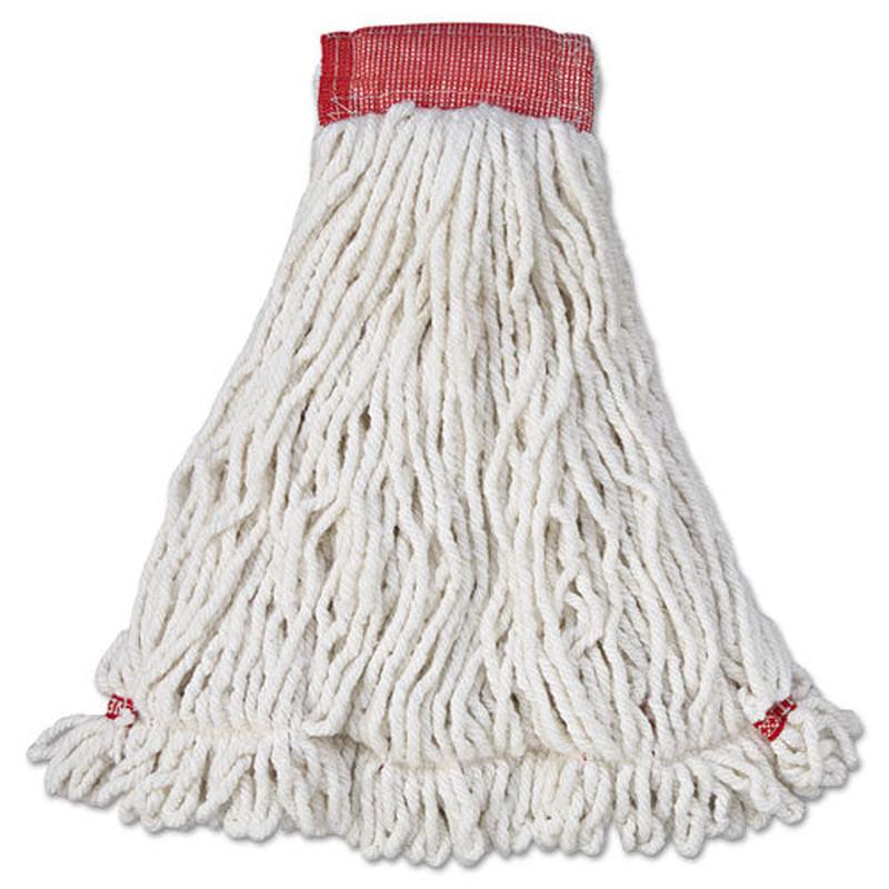 Web Foot Wet Mop Head, Shrinkless, Cotton-synthetic, White, Large, 6-carton