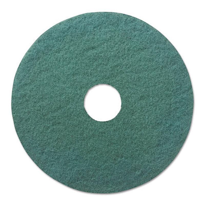 Heavy-duty Scrubbing Floor Pads, 16" Diameter, Green, 5-carton