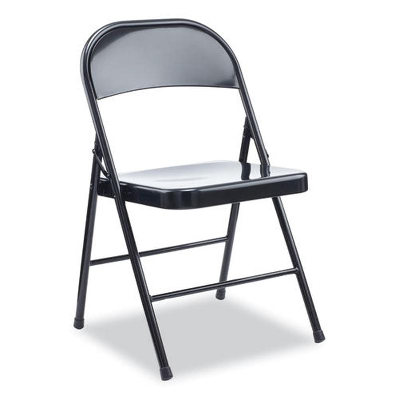 Armless Steel Folding Chair, Supports Up To 275 Lb, Black, 4-carton