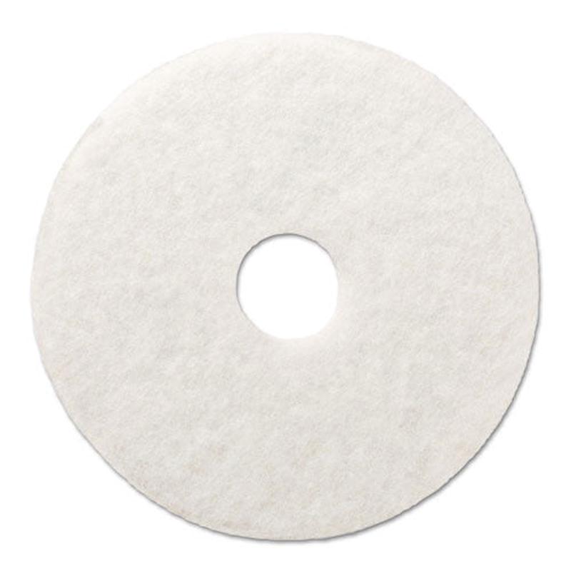Polishing Floor Pads, 17" Diameter, White, 5-carton