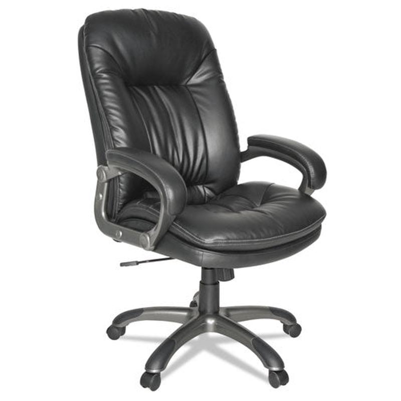 Executive Swivel-tilt Leather High-back Chair, Supports Up To 250 Lbs., Black Seat-black Back, Black Base