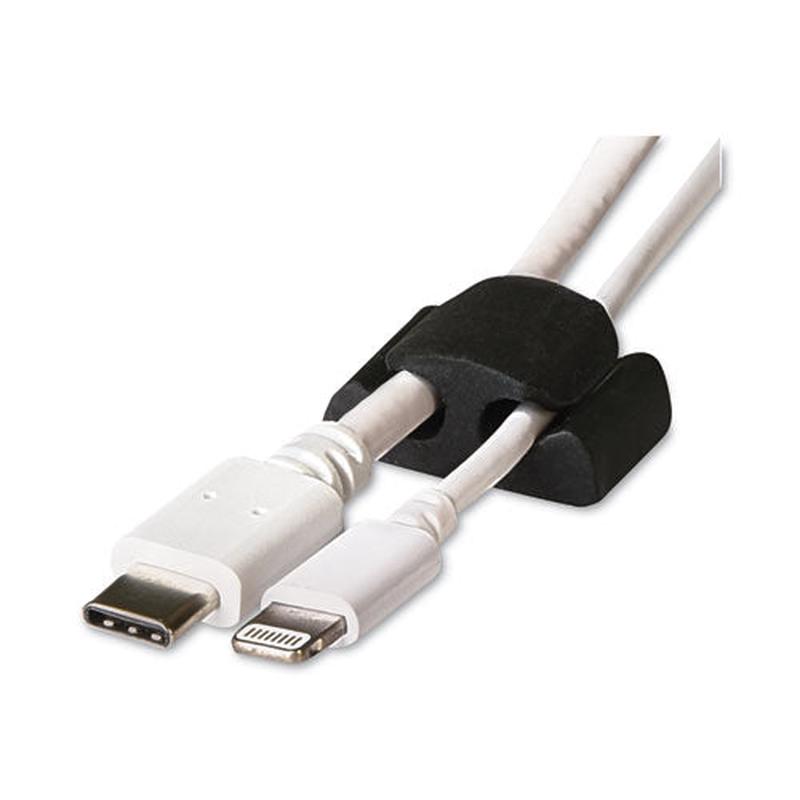 Two Channel Cable Holder, 2" X 2", Black, 6-pack